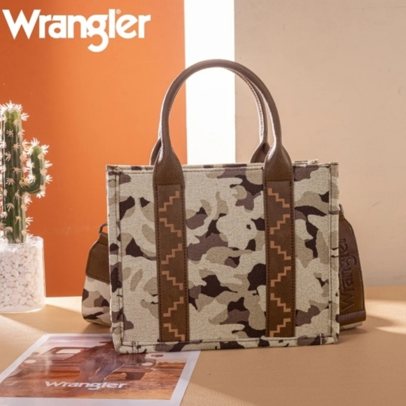 Wrangler Camo Print Tote/Crossbody -Brown With Matching Wallet - Picture 6 of 10